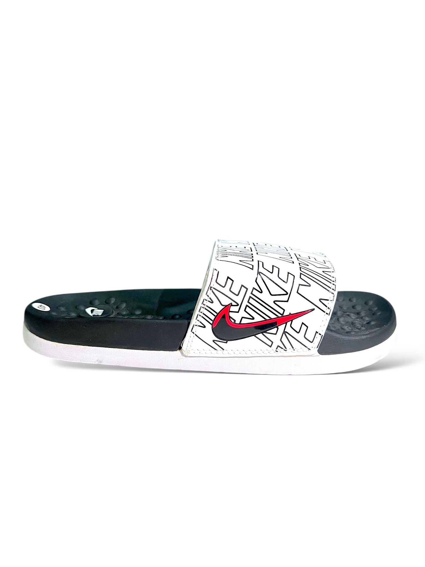 N.K Medicated | fluffy Slides | White/Black