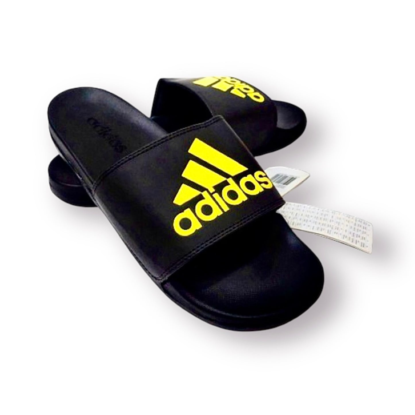 A.D Comfortable Fluffy Slides | Black & Yellow