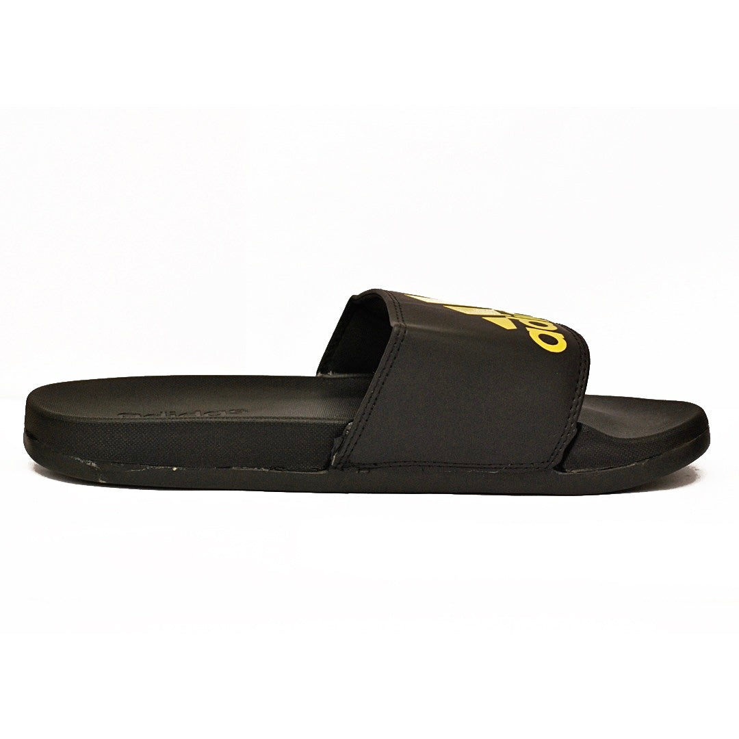 A.D Comfortable Fluffy Slides | Black & Yellow