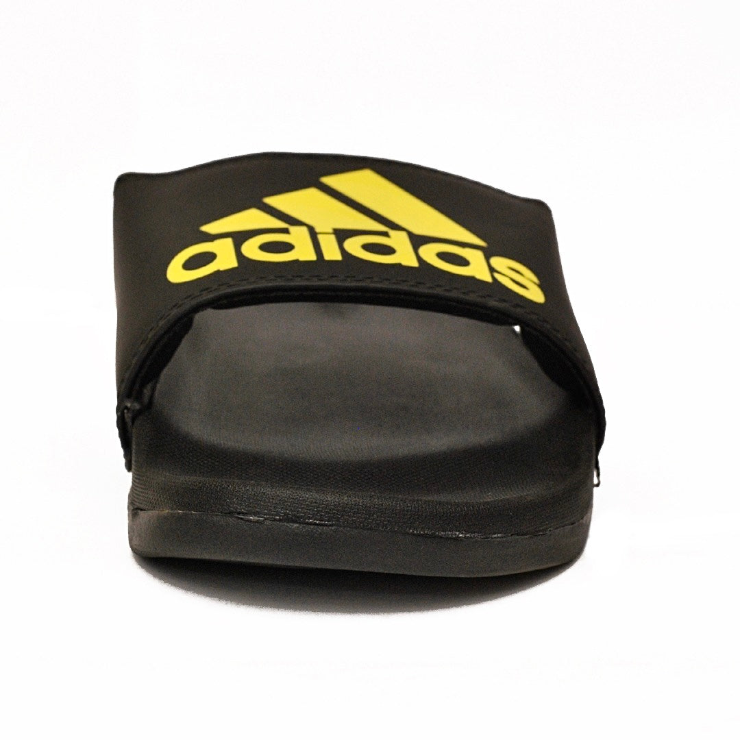 A.D Comfortable Fluffy Slides | Black & Yellow