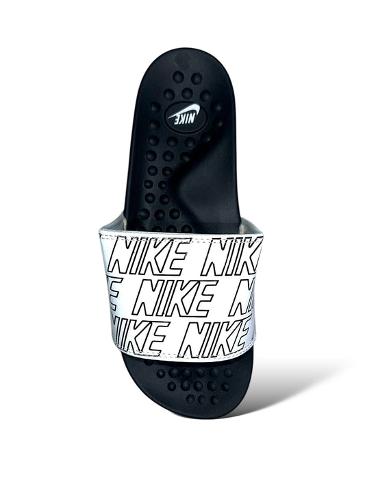 N.K Medicated | fluffy Slides | White/Black