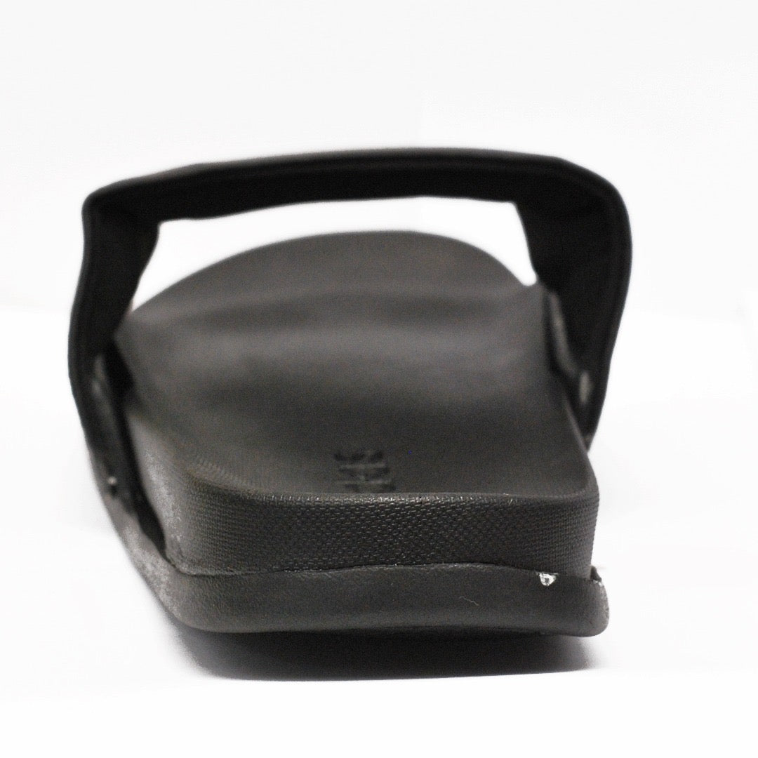A.D Comfortable Fluffy Slides | Black & Black Stripes