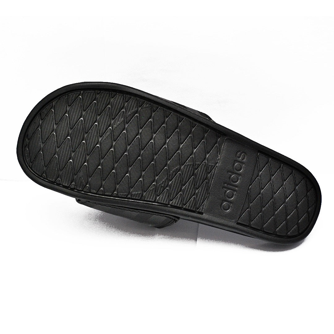 A.D Comfortable Fluffy Slides | Black & Black Stripes