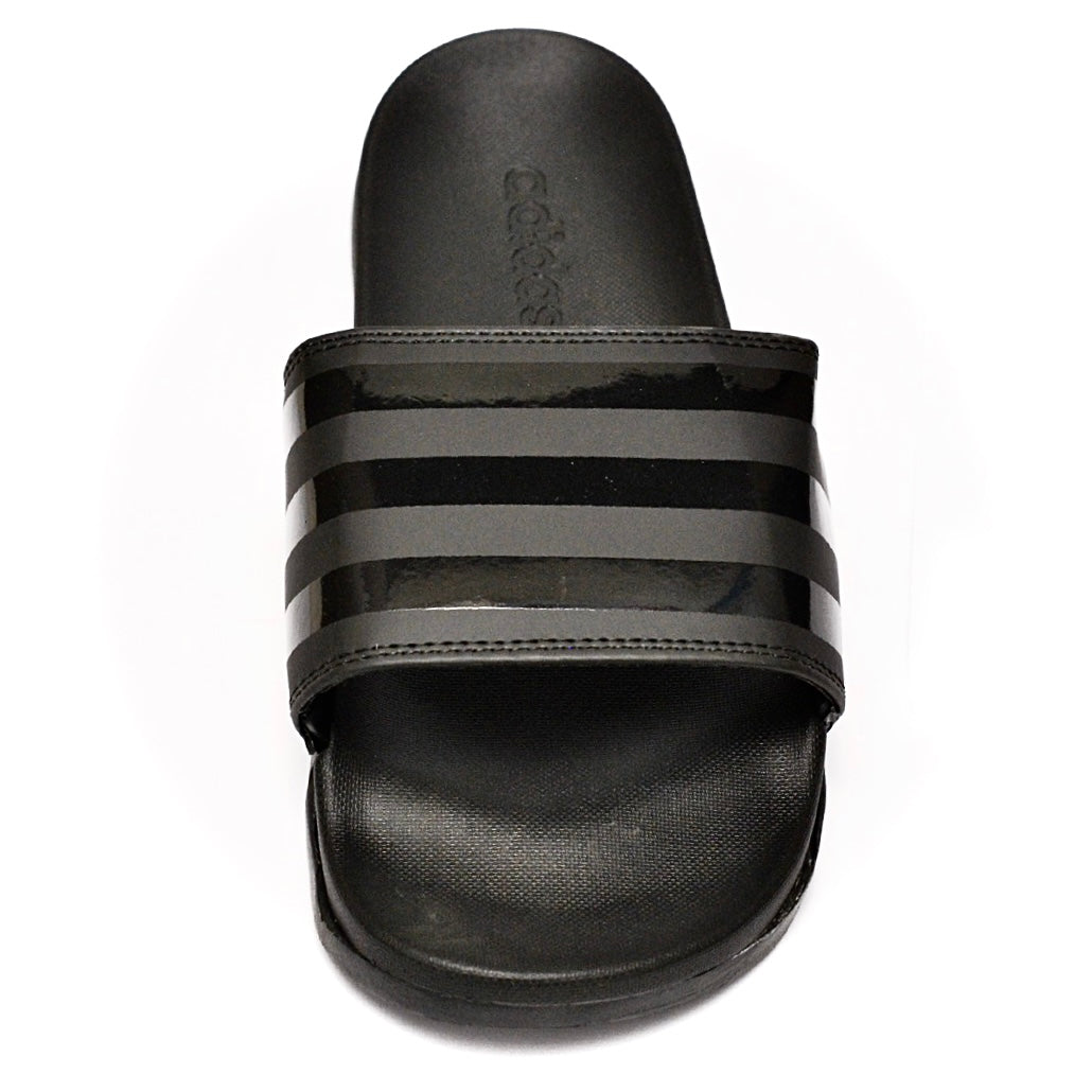 A.D Comfortable Fluffy Slides | Black & Black Stripes