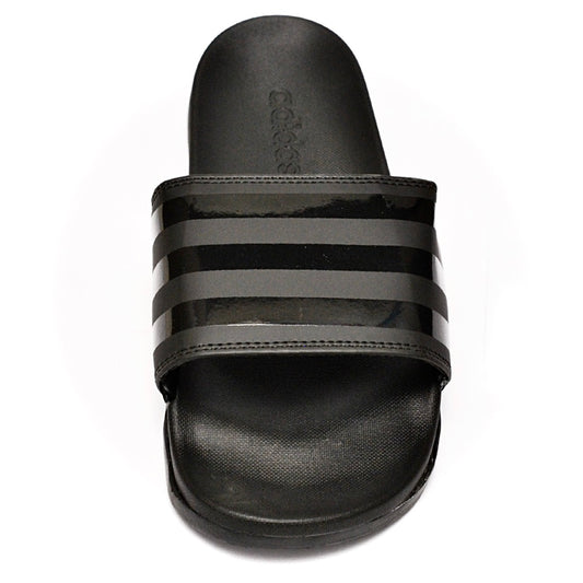 A.D Comfortable Fluffy Slides | Black & Black Stripes